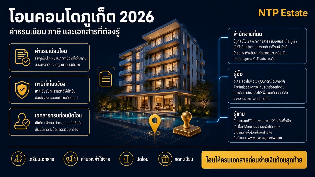 โอนคอนโดภูเก็ต 2026 ค่าธรรมเนียม ภาษี และเอกสารที่ต้องรู้