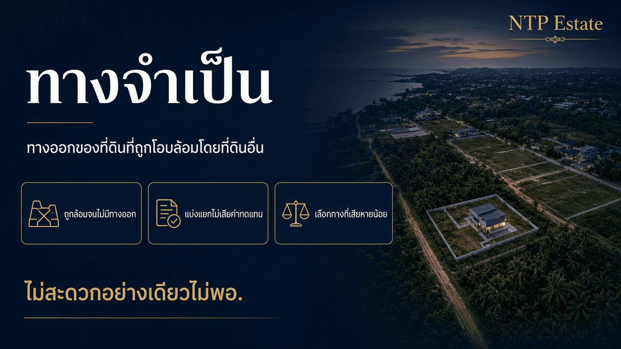 ทางจำเป็นเมื่อที่ดินถูกล้อมจนไม่มีทางออก หรือเกิดจากการแบ่งแยก