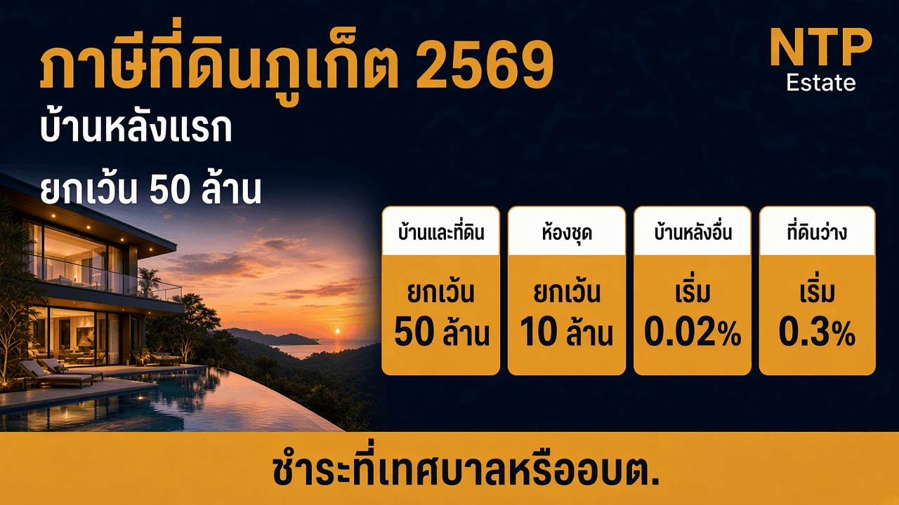 ภาษีที่ดินและสิ่งปลูกสร้างภูเก็ต 2569 จ่ายเท่าไหร่