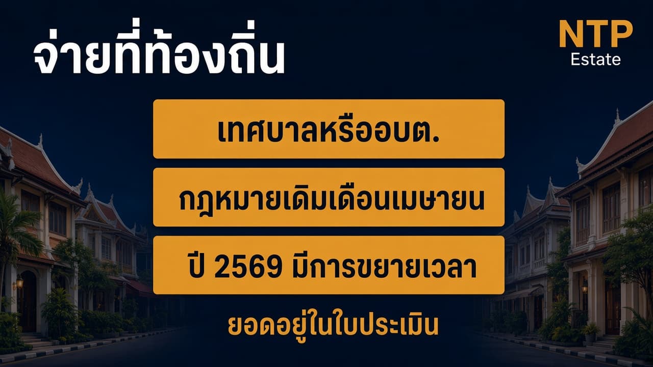 อินโฟกราฟิกสถานที่และกำหนดชำระภาษีที่ดินภูเก็ต ปี 2569 โดย NTP Estate