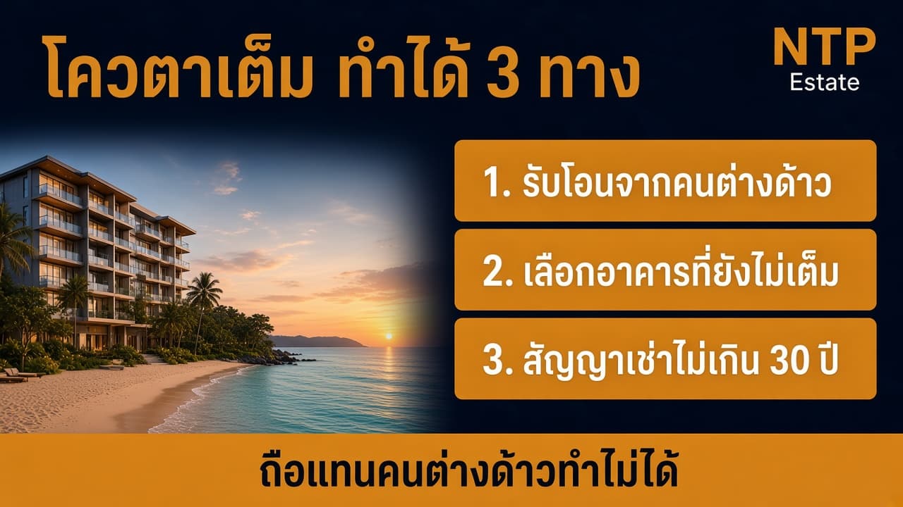 อินโฟกราฟิกสามทางเมื่อโควตาคนต่างด้าวของคอนโดเต็ม โดย NTP Estate