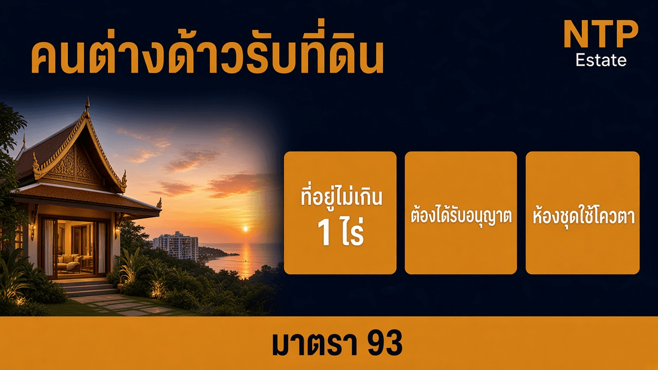 อินโฟกราฟิกคนต่างด้าวรับที่ดินมรดกต้องได้รับอนุญาต และห้องชุดใช้โควตา โดย NTP Estate